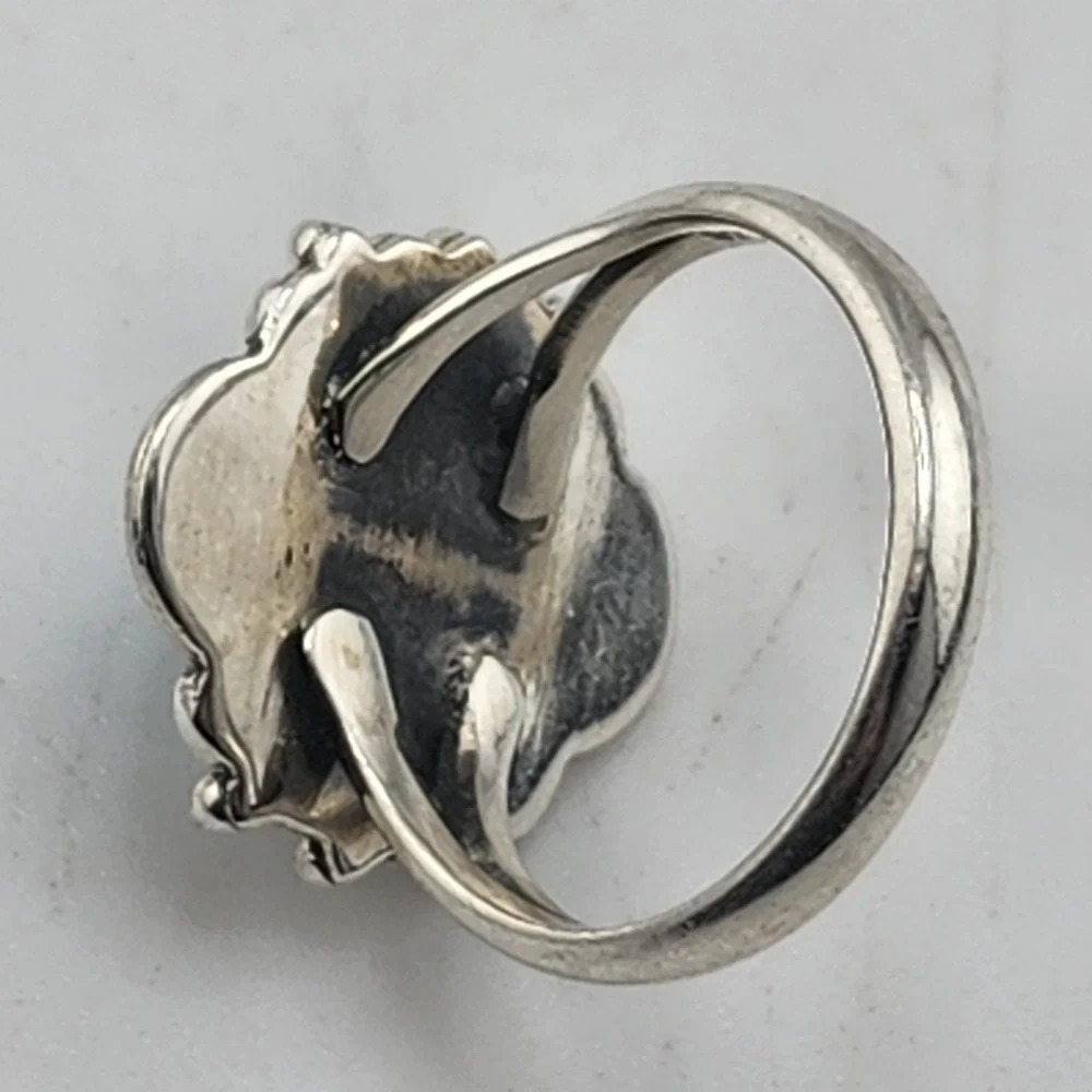 Sterling Silver 925 Kingman Turquoise Ring‎ Ssize 6.5 Southwestern Style Setting